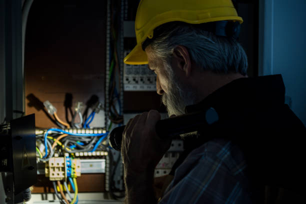 Electrician repairing electric panel